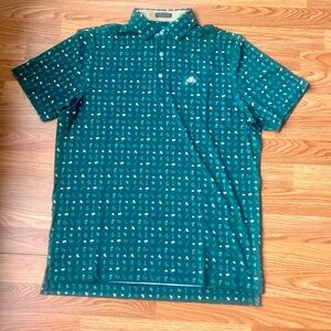Steeplechase Green Pattern Polo Golf Shirt Country Club of Ocala men’s medium
